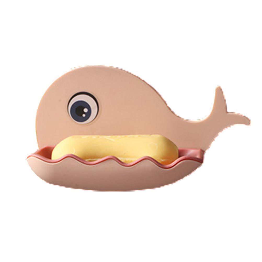 Wall-mounted Soap Dish Cartoon Whale Soap Holder with Drain Design for Bathroom Kitchen burang
