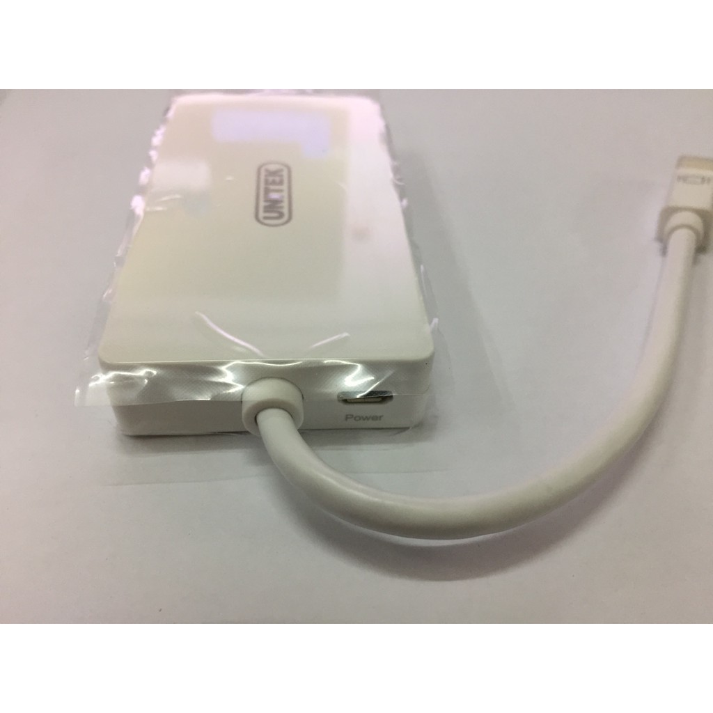 Đầu chuyển Mini DisplayPort sang HDMI DVI VGA Audio Unitek Y6354WH - Hàng chính hãng