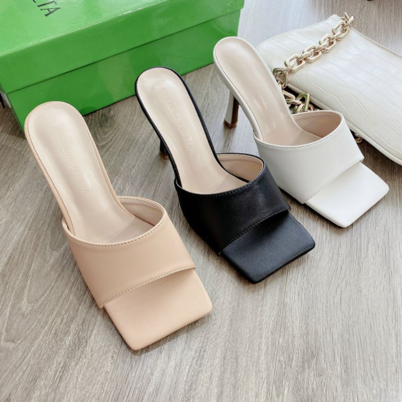 (ẢNH THẬT) Guốc 9p Mũi Vuông Da Mềm Êm Mũi Vuông Fullbox Bill Túi Cao Cấp