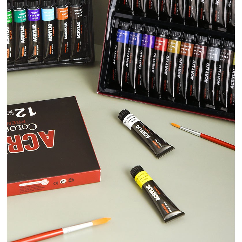 Tuýp Sơn Acrylic Giorgione bộ 12/24/30 Màu 12ml - Màu vẽ chuyên nghiệp trên mọi chất liệu