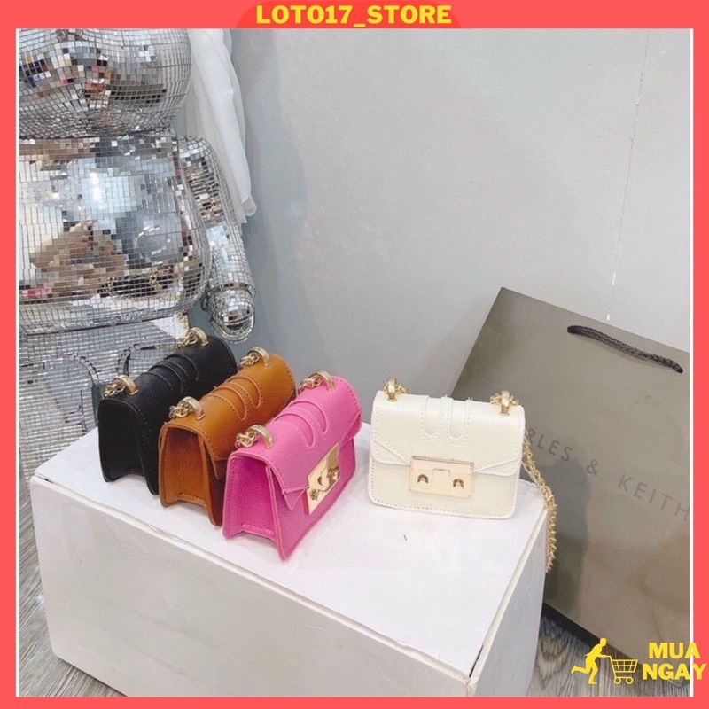 túi xách nữ đeo chéo mini khoá vuông 2 núm