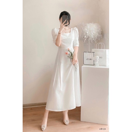 Đầm maxi dự tiệc cổ vuông