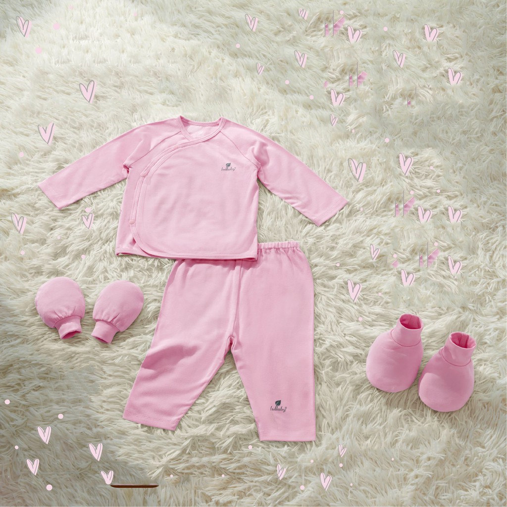 Lullaby Bộ quần áo cài chéo và bao tay bao chân Fine Modal