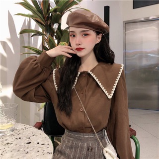 (Có sẵn) áo sơ mi nữ cổ thuỷ thủ thêu (kèm ảnh thật)