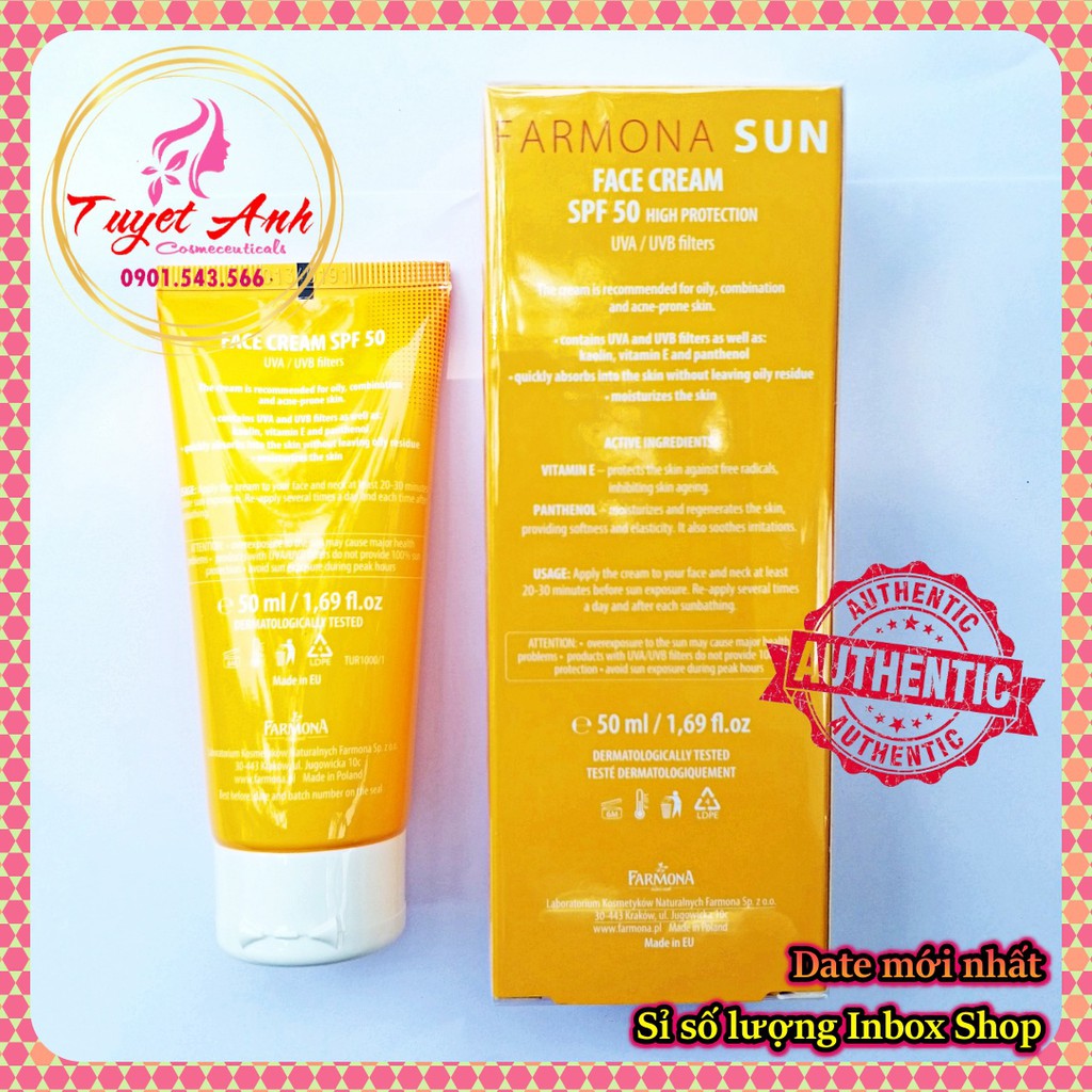 [Chính Hãng] Kem Chống Nắng Farmona Sun Face Cream Oil Free Spf50 Cho Da Dầu Mụn hàng nội địa balan