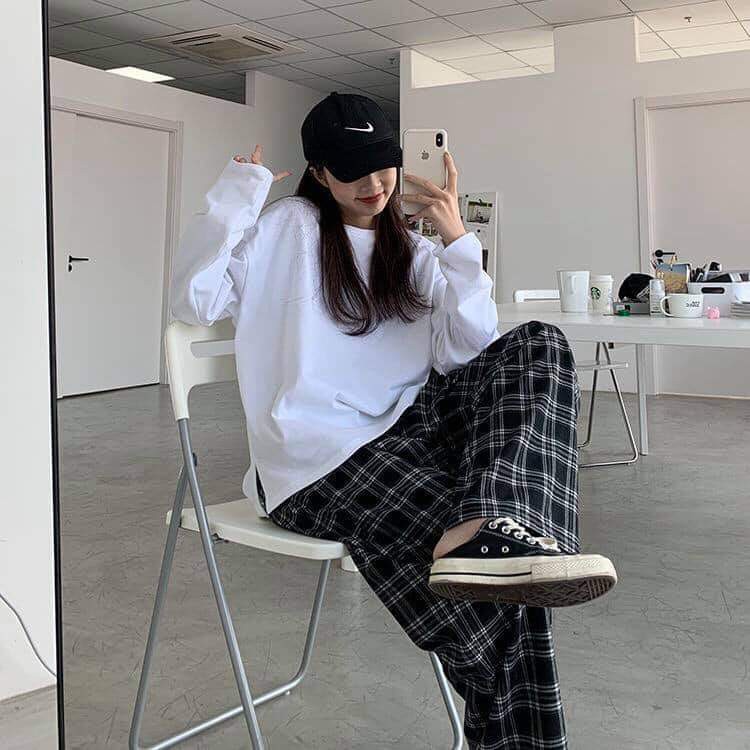 Quần kẻ caro ống rộng dáng suông,quần kẻ caro nam nữ form rộng dáng suông unisex | BigBuy360 - bigbuy360.vn