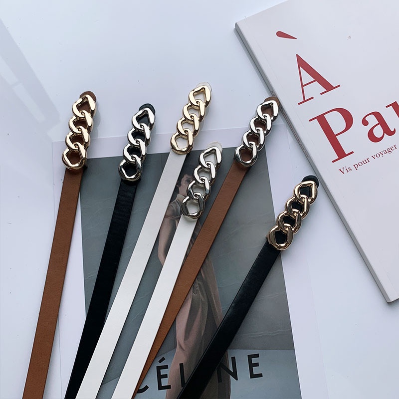 Dây Nịt Váy Áo Quần Nữ bản nhỏ mặt Xích Xoắn ĐV012 - Thắt lưng da mảnh 1.3cm da đẹp phối váy áo cá tính