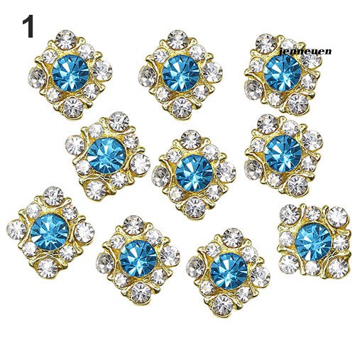 [Hàng mới về] Bộ 10 miếng dán trang trí móng tay nghệ thuật phối pha lê và kim cương giả DIY