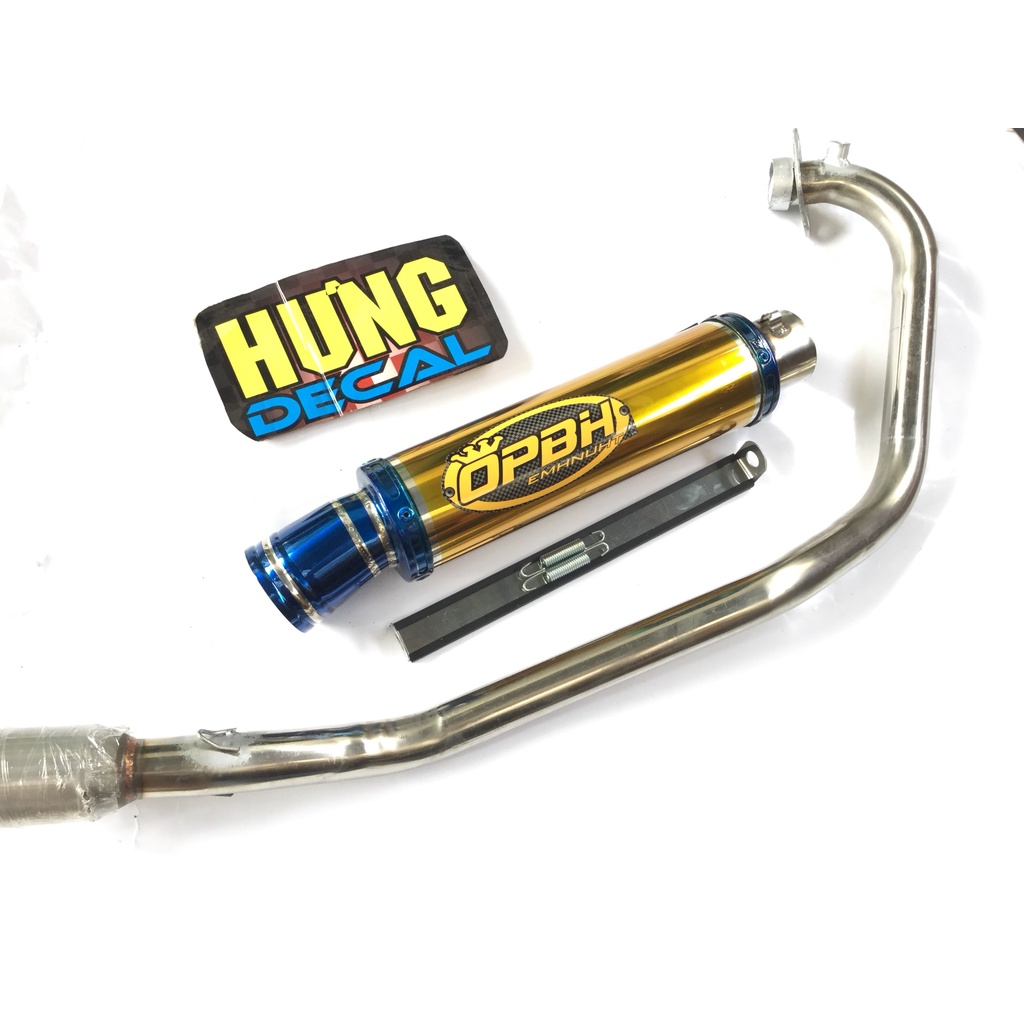 Bộ pô OBPH VÀNG FULL CỔ INOX THẲNG WAVE, SI, CUP, DREAM, EXCITER, WINER, SONIC, RAIDER FI, SATRIA, GSX