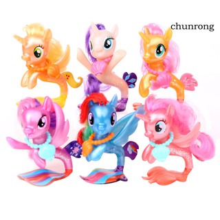CR+6Pcs My Little Pony Mermaid Anime Dolls Action Figure Kid Toy Table Ornament
