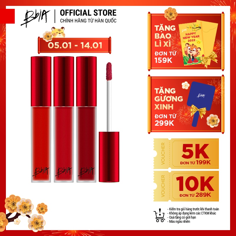 Son Kem Lì Bbia Last Velvet Lip Tint Version 7 RED SCANDAL (3 Màu) 5g - Bbia Official Store