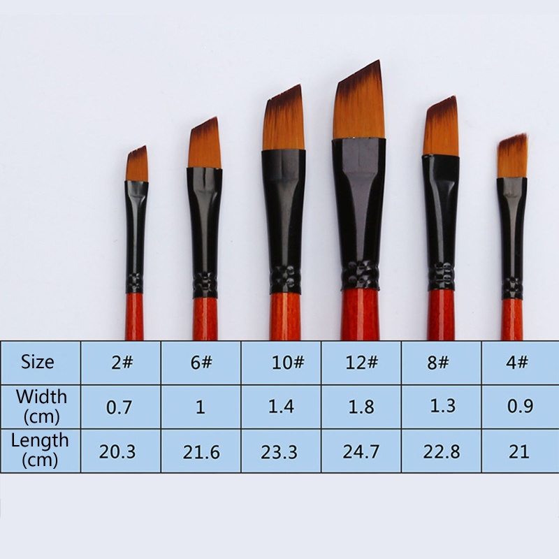 Set 6 Cọ Vẽ Tranh Cán Gỗ Dài Tiện Lợi