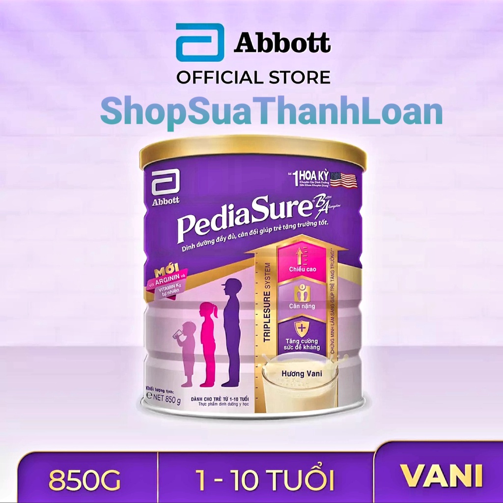 [HSD T2-2023] Lon sữa bột Pediasure hương Vani 850g Tặng 2 hộp Pediasure (Mùi vị ngẫu nhiên: Socola Dâu Vani) 110ml