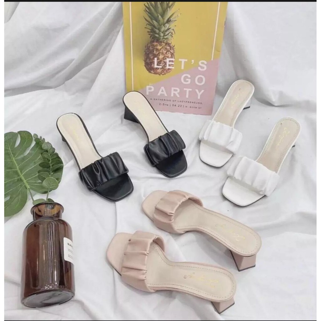 Guốc 7p quai nhăn nhăn tiểu thư siêu sang chảnh