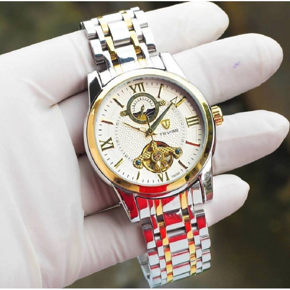 Đồng hồ cơ nam TEVISE dây thép chạy full 3 kim - đồng hồ cơ nam giá rẻ MẪU MỚI