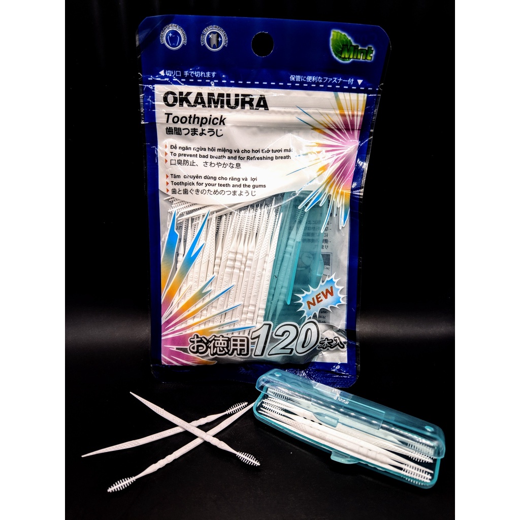 Okamura - Tăm nhựa Okamura chất lượng Nhật Bản bịch 120 cây