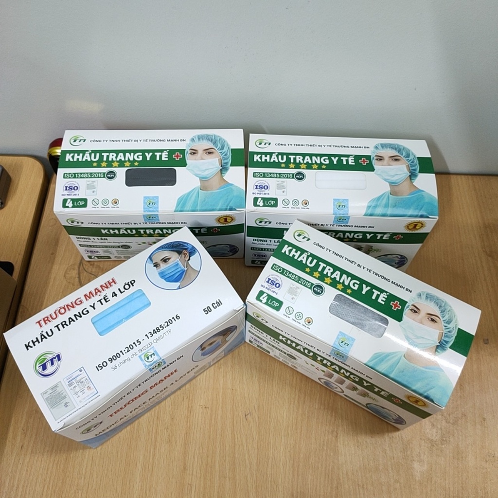 Khẩu Trang Y Tế 4 Lớp Kháng Khuẩn 50 Chiếc Ngăn Ngừa Vi Khuẩn, Khói Bụi Độc Hại - 2X MART