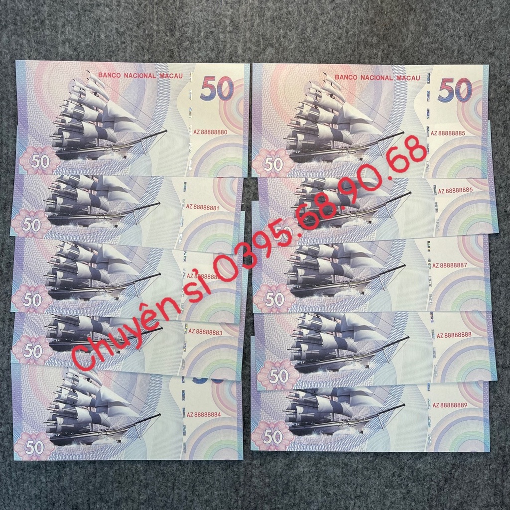 Bộ 10 Tờ Seri Đẹp Macao Kỉ Niệm Thuận Buồm Xuôi Gió, Có Full 8,9