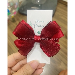 Kẹp/Cặp tóc nơ đỏ voan