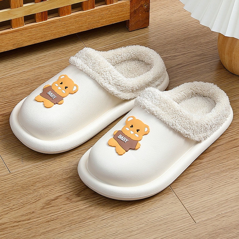 Dép cotton đi trong nhà chống trượt chống nước họa tiết hoạt hình thời trang thu đông cho cặp đôi