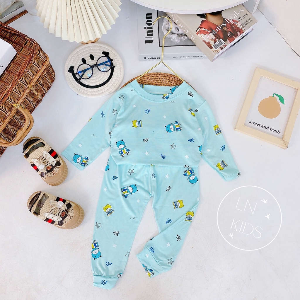 ( sale lẻ size ) Bộ dài tay thun lạnh Minky Mom cho bé trai và gái.