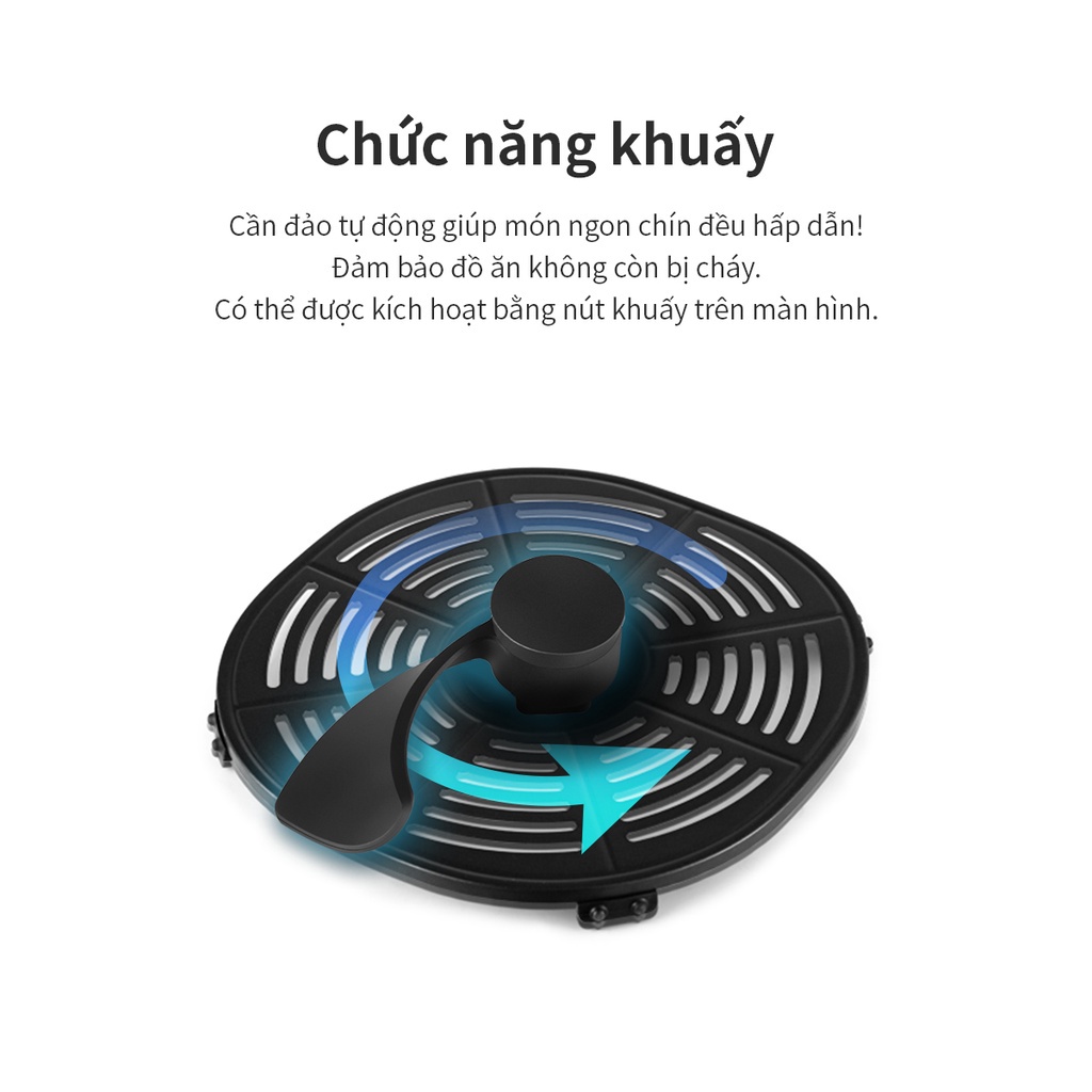 Nồi chiên không dầu Lock&amp;Lock Visible Stirring Air Fryer 7.2L - màu đen EJF596BLK bảo hành 12 tháng chính hãng