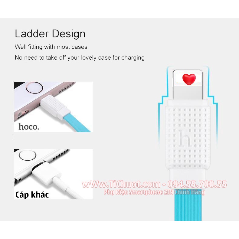 [Ngắn 30cm] Cáp Light_ning HO_CO UPL18 Dây Dẹp Dẻo Chống Gãy