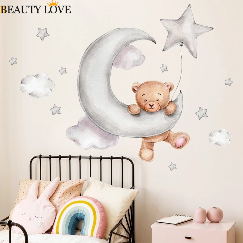 Decal dán tường Tự Dính Họa Tiết Hoạt Hình 3D Dễ Thương Bắt Mắt