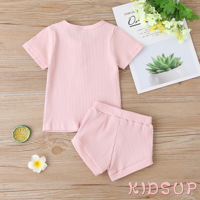 Bộ Áo Thun Dệt Kim Tay Ngắn + Quần Short Dành Cho Bé Trai Và Bé Gái