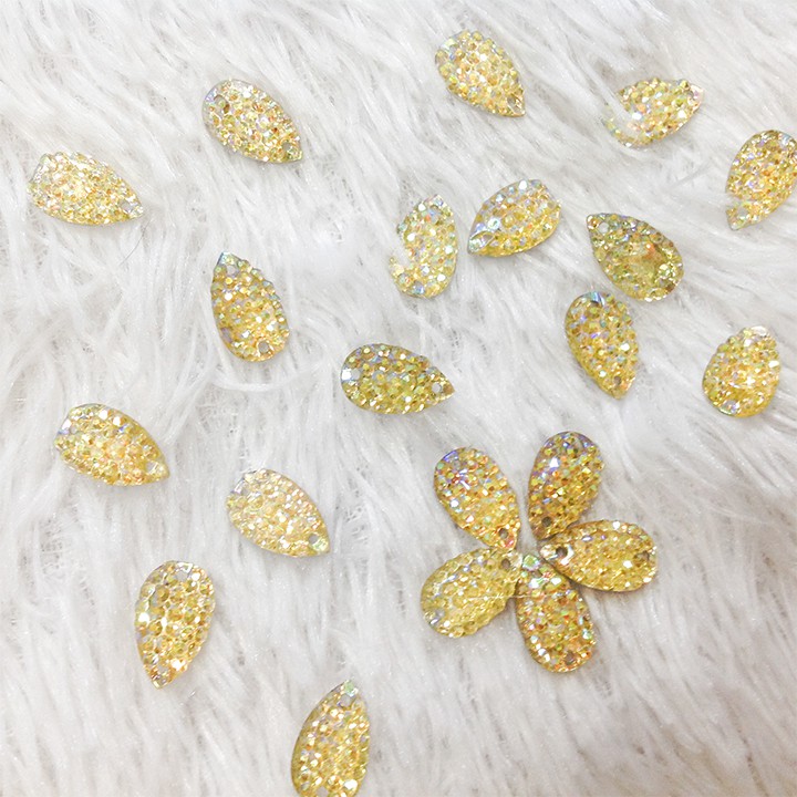 Hạt cườm 3d kết áo đính dài váy đầm hình giọt nước vàng