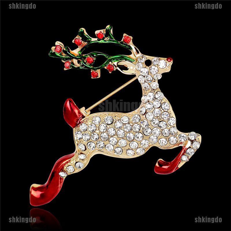 Trâm cài áo trang trí hình tuần lộc giáng sinh đính đá độc đáo