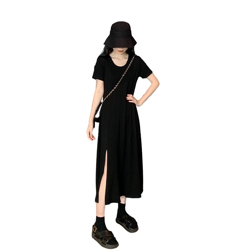 Đầm Thun Xẻ Tà Thời Trang Đơn Giản Cho Nữ