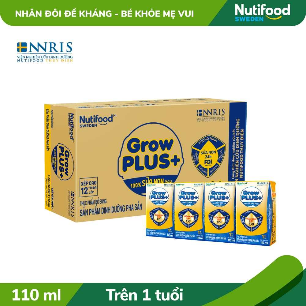 Thùng 48 Hộp SBPS Nutifood GrowPLUS+ Sữa Non (Vàng) 110ml