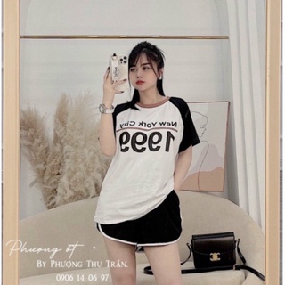 Bộ Thể Thao Nữ Sporty 1999 Áo Cộc Tay Kèm Quần Short Chất Su Siêu Xinh