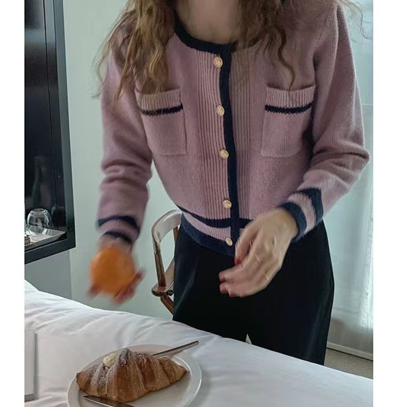 Áo Khoác Cardigan Dệt Kim Tay Dài Cổ Tròn Phong Cách Hàn Quốc Thời Trang 2022 Cho Nữ