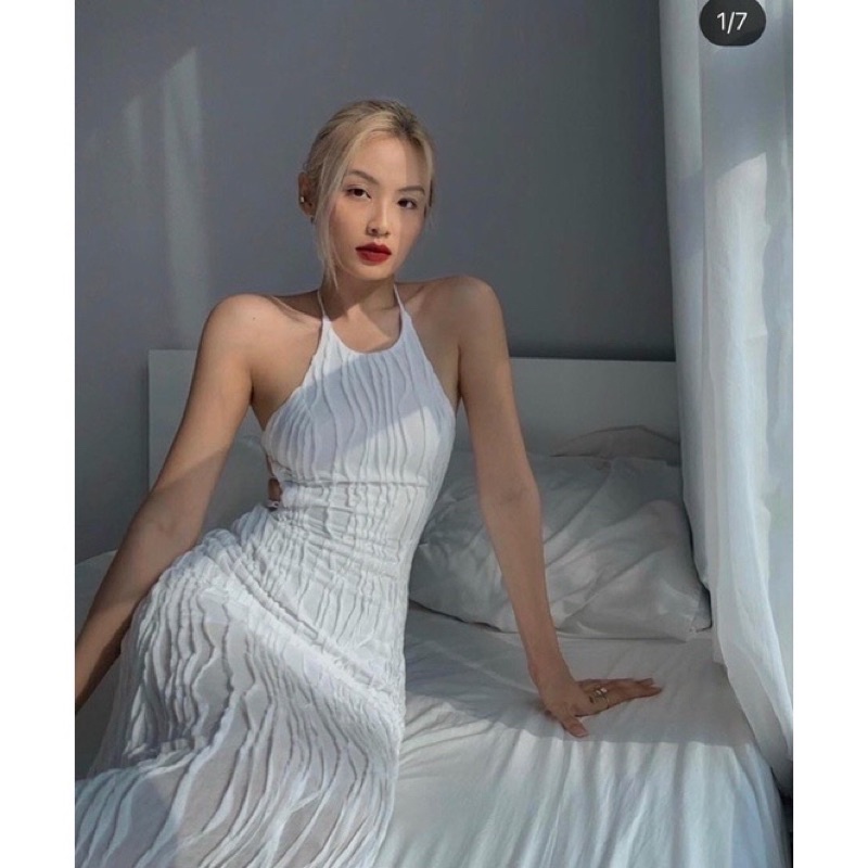 MAXI CHẤT THUN GỢN SÓNG DÂY ĐAN LƯNG