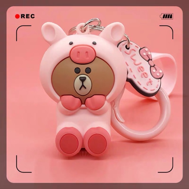 Móc khoá gấu Linefriends có tag cartoon - tiemcuaan