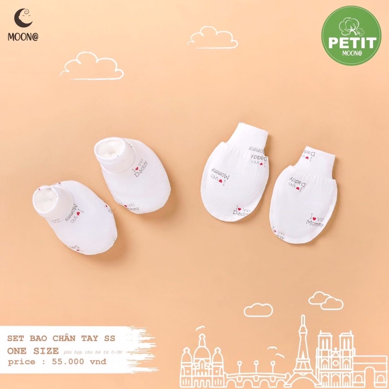 Phụ kiện Moon - mũ , bao tay chân chất petit