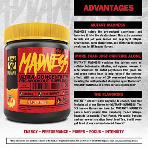 Thực Phẩm Bổ Sung Tăng Sức Mạnh Tối Đa Pre Workout Mutant Madness - 30 Lần Dùng