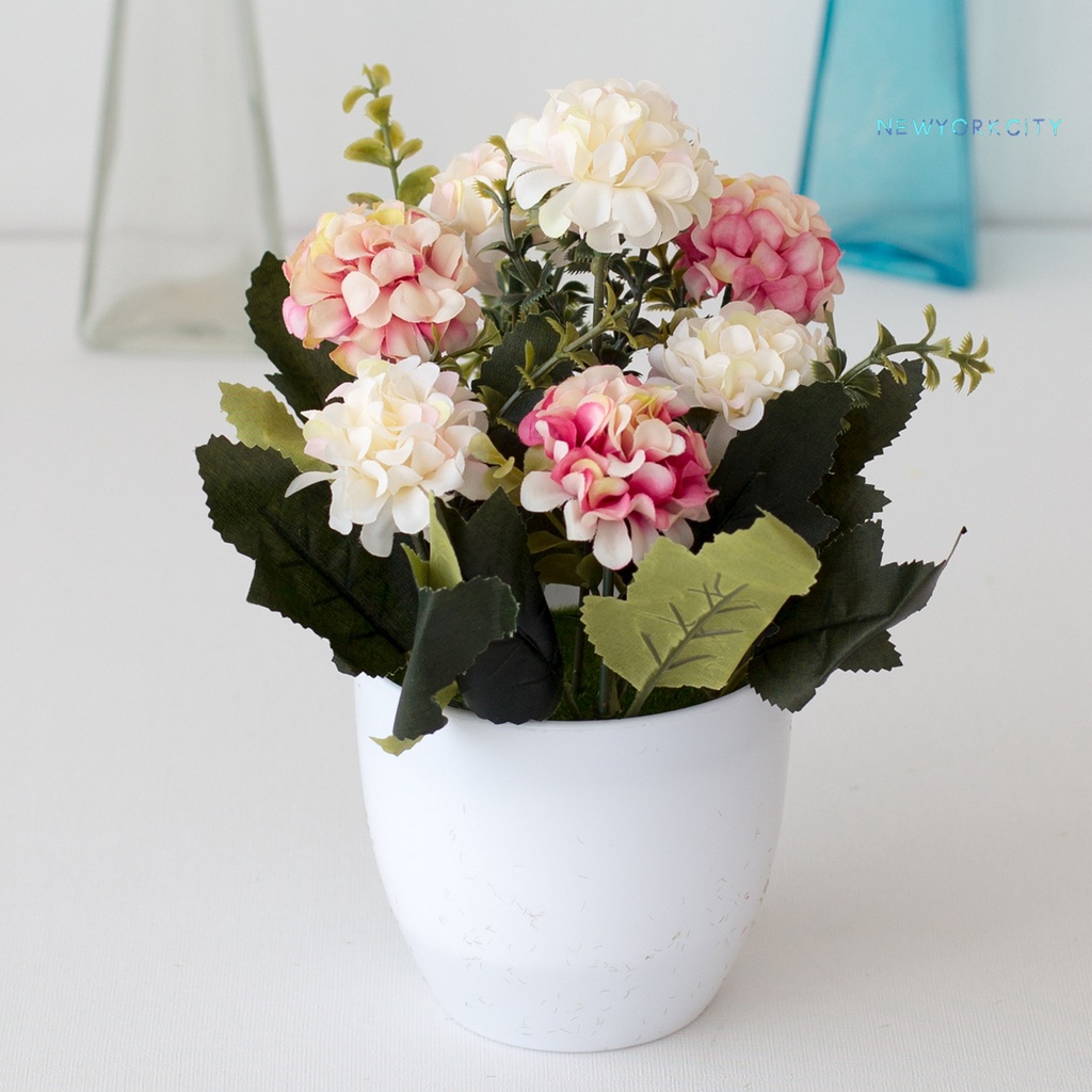 1 Chậu Hoa Cẩm Tú Cầu Nhân Tạo Bằng Nhựa Dùng Cho Trang Trí Văn Phòng