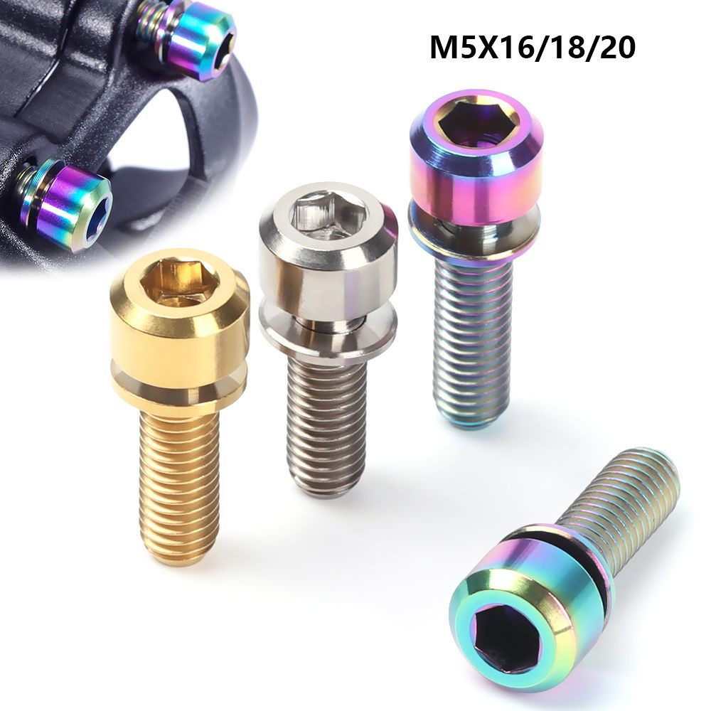Ốc vít cố định pô tăng xe đạp 16mm / 18mm / 20mm M5 Tc4 bằng titan nhiều màu