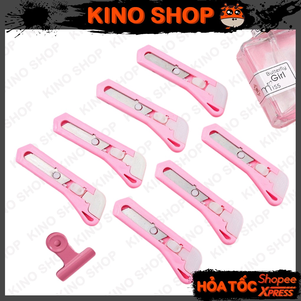 Dao rọc giấy cầm tay mini màu hồng nhỏ gọn tiện dụng siêu dễ thương
