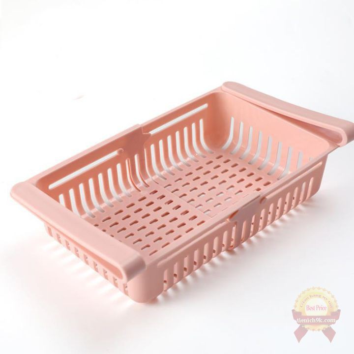 Khay rổ nhựa cài tủ lạnh điều chỉnh độ dài đựng thực phẩm tiết kiệm không gian