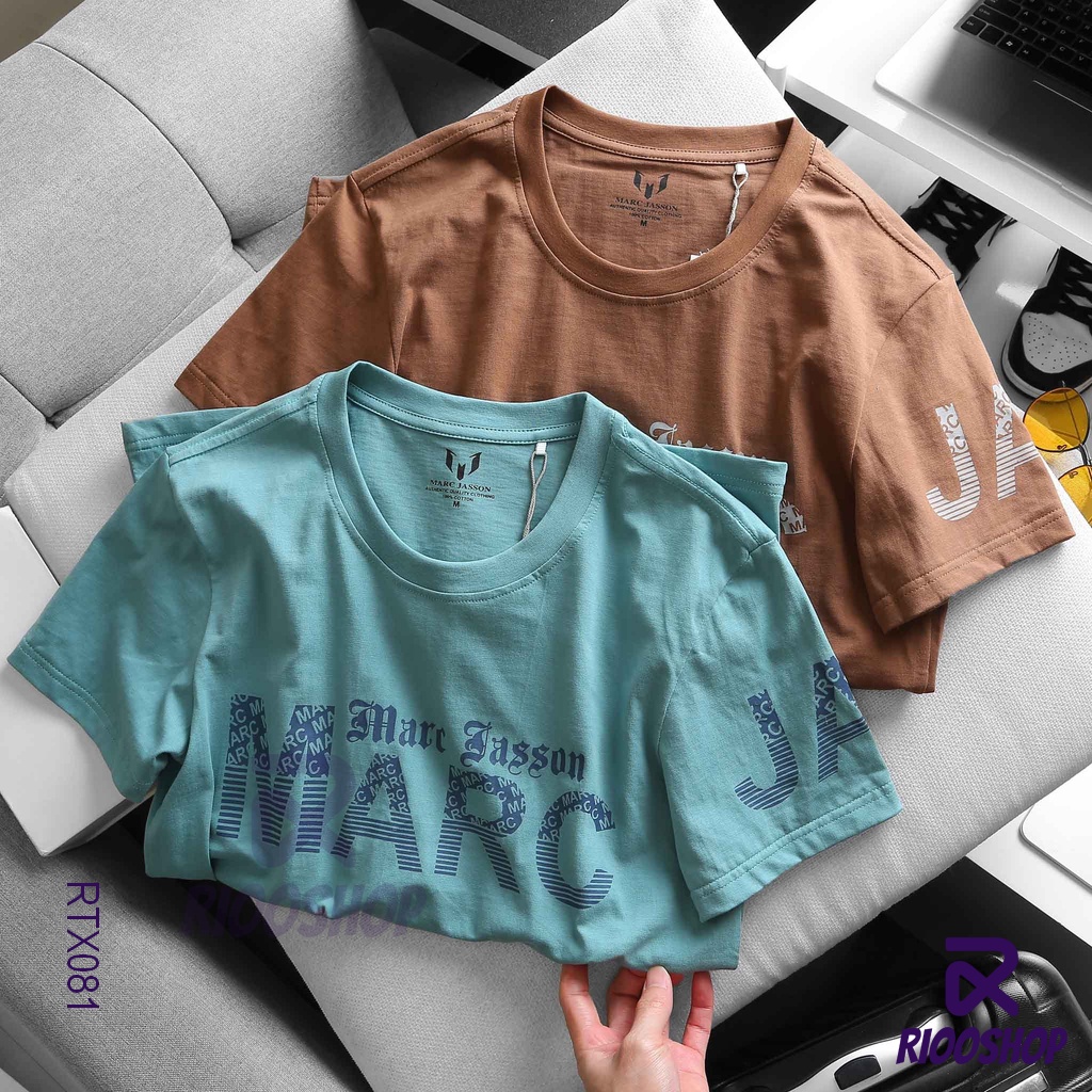 Áo thun nam đơn giản, áo phông cổ tròn nam đẹp in chữ Marc Jasson form rộng RTX081 Riooshop có size lớn xxl, big size