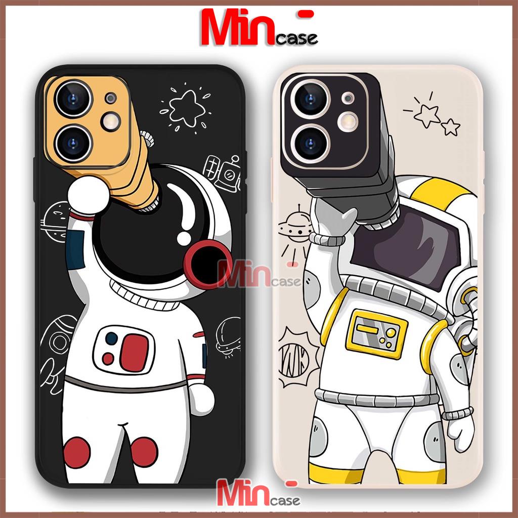 Ốp lưng iPhone Phi hành gia cạnh viền vuông silicon dẻo cho iphone 6/6s/7/8/X/XS/11/12/13 Pro Plus Max cute dễ thương