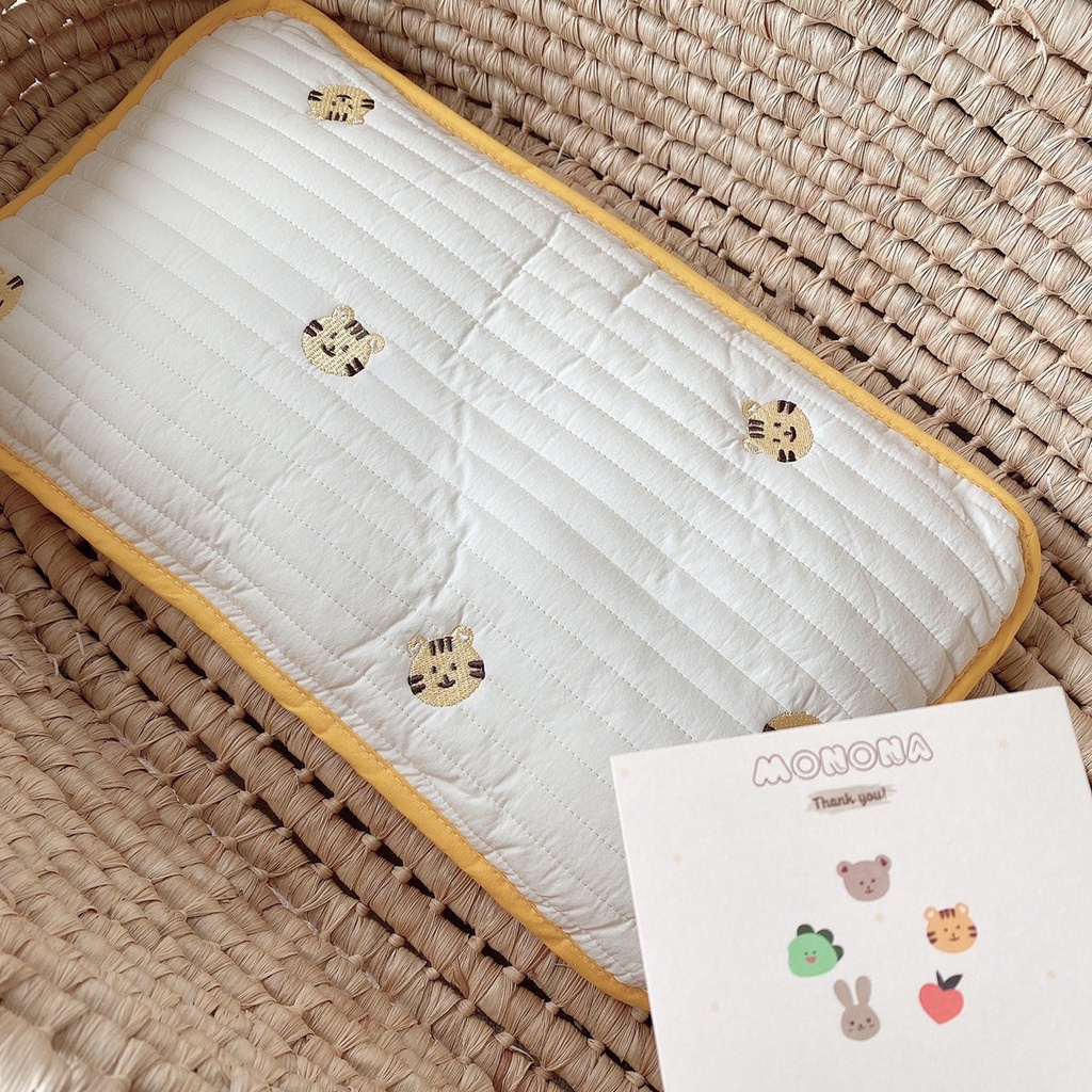 Lót Đầu Điều Hòa CÓ VIỀN Monona Cho Bé Cotton Xuất Hàn Thoáng Mái Thấm Hút Thoáng Khí Sử Dụng Được 4 Mùa