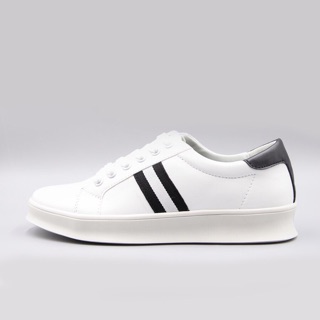 Giày thể thao nam, giày bata nam trắng kẻ sườn, 2 màu đỏ đen, kiểu dáng basic thích hợp đi học, đi chơi