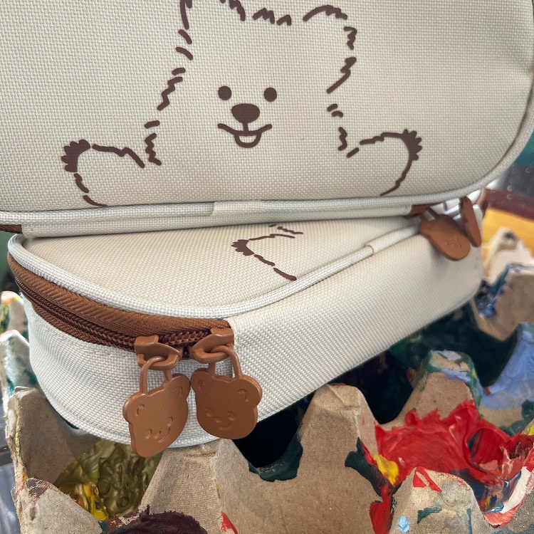 Túi Đựng Bút Vải Canvas Cỡ Lớn Hoạ Tiết Hoạt Hình Phối Khóa Kéo Dễ Thương Cho Học Sinh