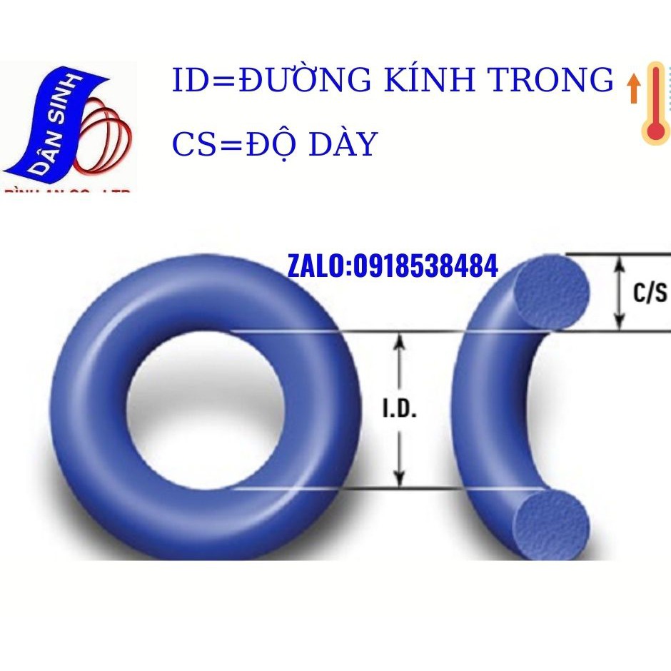 Dày 2mm, Đường kính trong Từ 4mm đến 22mm ,Gioăng VITON/FKM chịu nhiệt cao