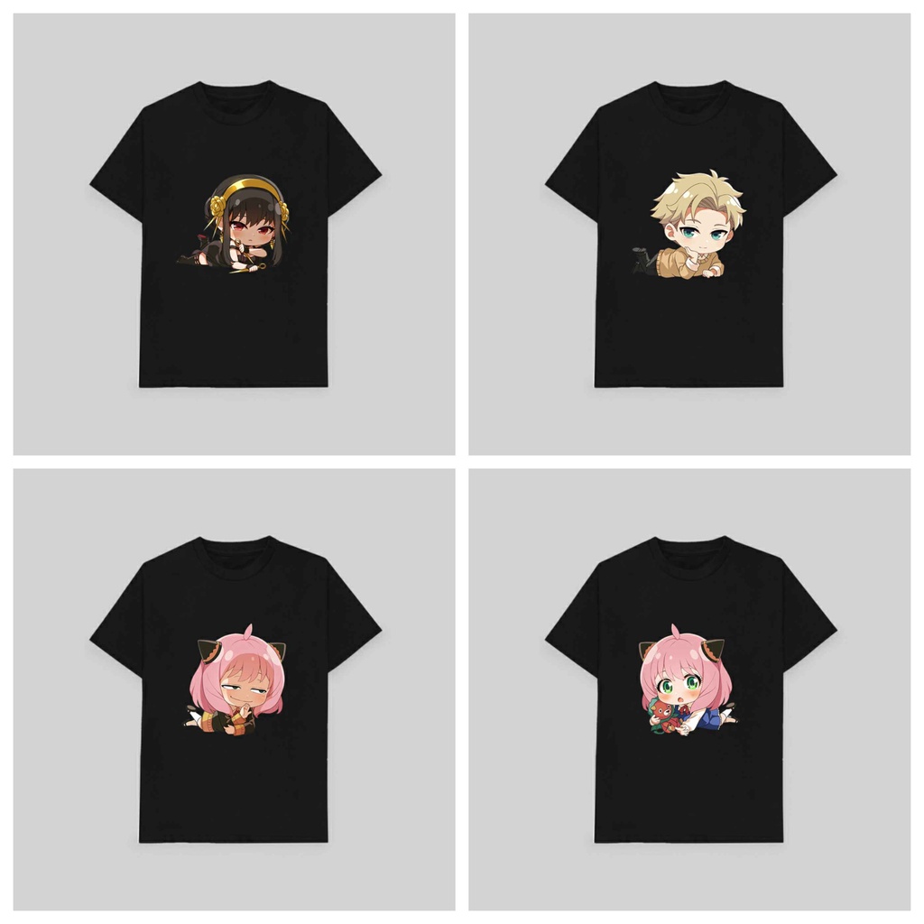 Áo thun phông đen trắng in hình SPY x Family ver nằm gia đình điệp viên anime chibi thời trang nam nữ